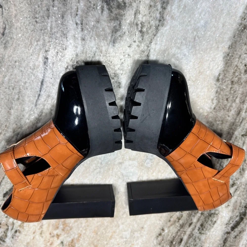 Y2K Chunky Platform Mary Jane Heels Womens EU 41 US 10 Croc Lug Sole Goth Grunge